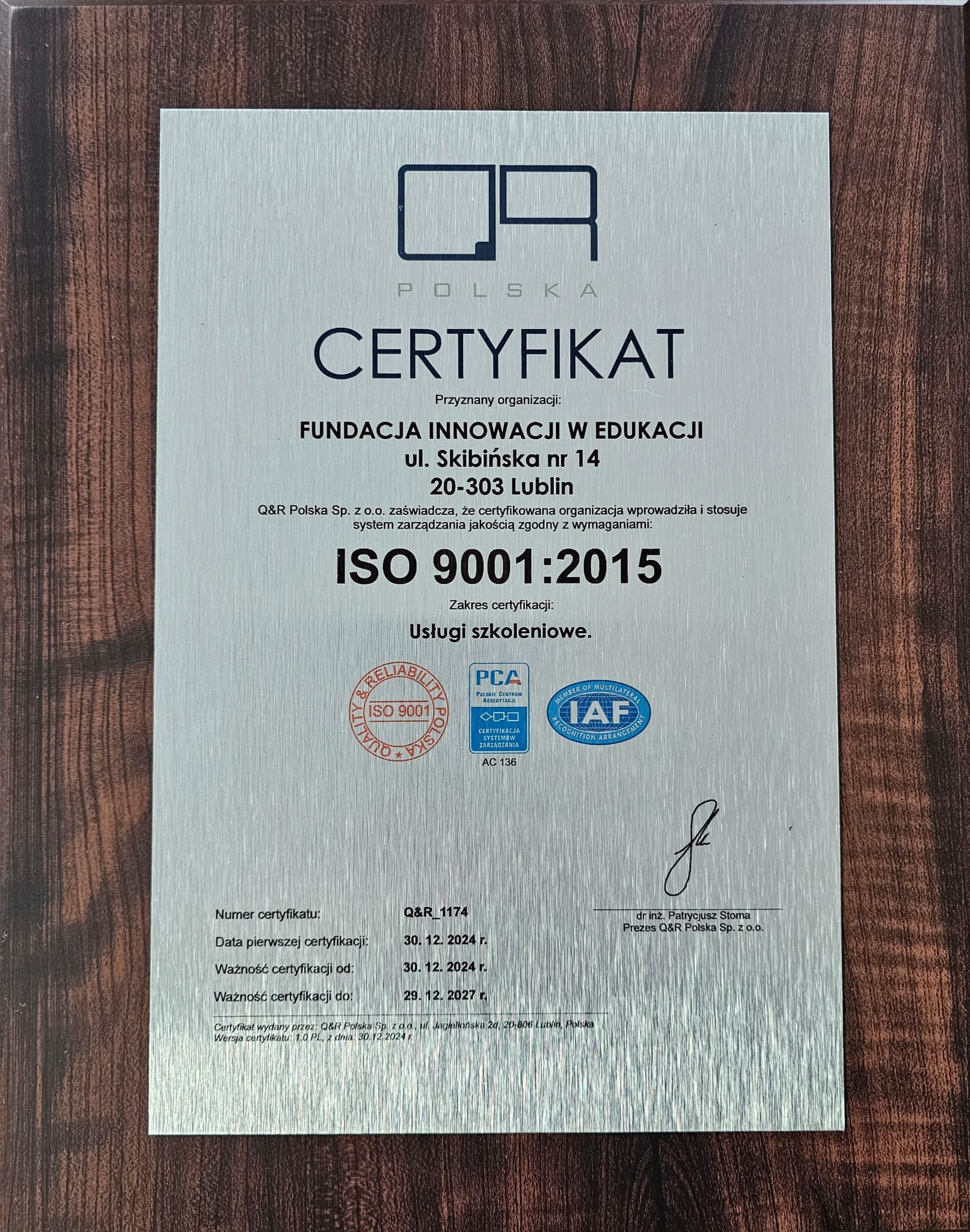 Certyfikat ISO 9001 – Nowy Krok w Podnoszeniu Jakości Naszych Usług.